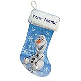 Personalized Disney Frozen Olaf Blue Christmas Stocking With Name - 19 Inches