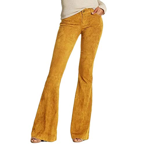 image for Toimothcn Women's Corduroy Bell Bottom Flare Trousers High Waisted Str