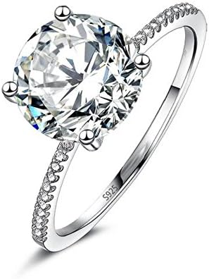 VERA NOVA JEWELRY Elegant 3Ct Brilliance Zircon 925 Sterling Silver Engagement Ring