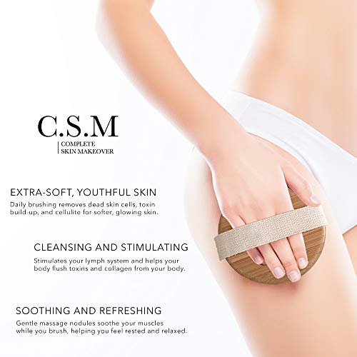 c.s.m. cepillo corporal para cepillado en seco o húmedo - exfoliante suave para una piel más suave y luminosa - elimina la celulitis y la piel seca, mejora tu circulación - nodos de masaje suaves