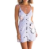 ANRABESS Women Summer Tie Back V-Neck Spaghetti Strap Button Down Midi Dress