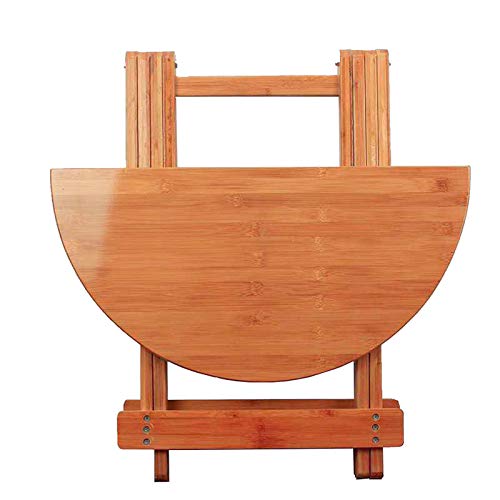 HANGYUAN Small Round Folding Coffee Table Made of Bamboo with Vintage