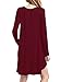 POSESHE Women's Long Sleeve Casual Loose T-Shirt Dress Wine Red S