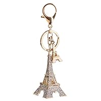 NATFUR Crystal Eiffel Tower Keychain Keyring Rhinestone Key Chain Ring Bag Pendant Pretty Novelty Key-Chain Cute Holder Perfect for Girls for Gift Elegant Pretty