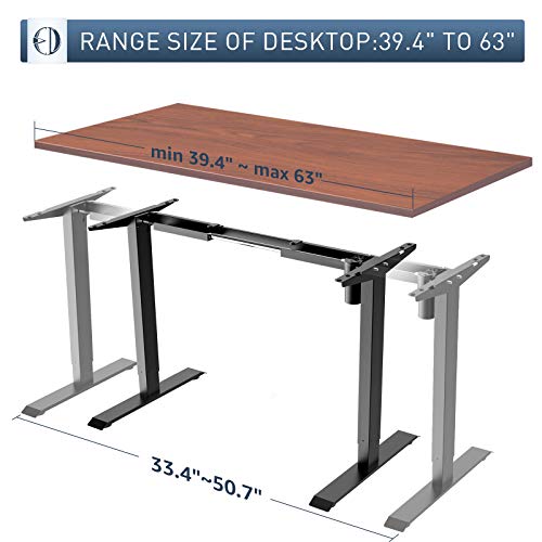 Electric Standing Desk Frame - WORLDLIFT Height Adjustable Sit Stand Standing Desk Base Workstation, Stand Up Computer Desk with Automatic Memory Smart Keyboard (Black Frame Only)