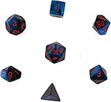 Polyhedral 7-Die Gemini Dice Set: Black / Starlight with Red (d4, d6, d8, d10, d12, d20 & d00)