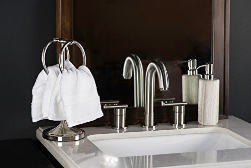 AMG and Enchante Accessories Free Standing Modern Fingertip Hand Towel Ring Holder Tree Rack, TT100004 SNI, Satin Nickel