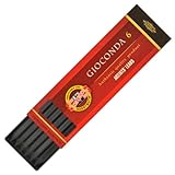 Koh-I-Noor 6 Gioconda Negro 5.6 mm Black Drawing Leads. 4345/1 Soft