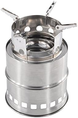 Yongyi Camping Stove Backpacking Stove Potable Stainless Steel Wood Burning Stove for Camping Survival Hiking Traveling Picnic BBQ with Nylon Carry Bag