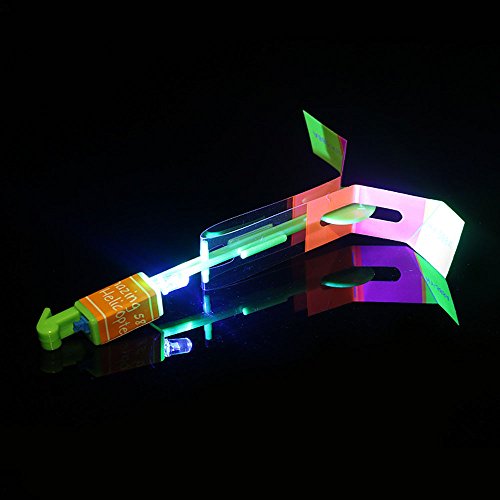 Fulgamo Amazing Arrow Rocket Helicopter With LED Light.Flying Toy with Elastic Powered Slingshot-20Pack - Thumbnail 3