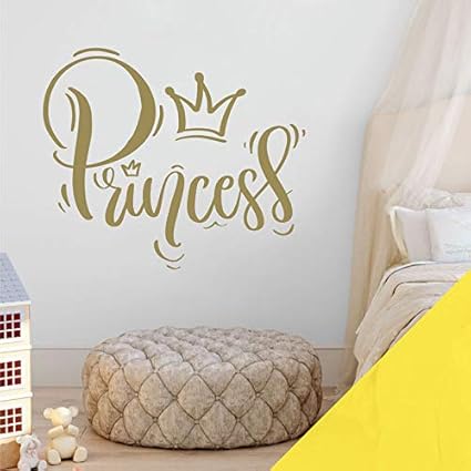 Wandtattoo / Wandaufkleber, Schriftzug "Princess in Script" mit Krone