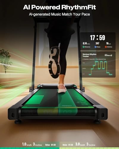 UREVO Foldimix 5L Treadmills for Home, Dual Brushless Motorized 3.0HP ，9% Auto Incline Walking Pad with Adjustable Handle Bar, Multi-Functional, 14-Point Shock Absorption, Standing Desk Treadmill