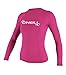 O'Neill UV Sun Protection Womens Basic Skins Long Sleeve Crew Sun Shirt Rash Guard, Fox Pink, Large