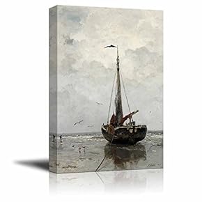 Fishing Boat by Jacob Maris - Canvas Print Wall Art Famous Painting Reproduction - 12" x 18"