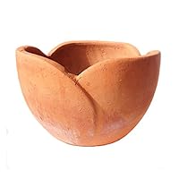 Goodman and Wife Newly Designed Hand Pressed Ancient Stressed Terracotta Petal Shaped Flower Pot or Planter. Medium