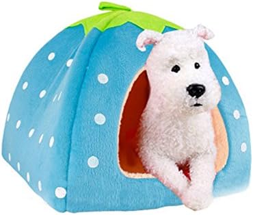 Pzakka Pet Supplies Blue Strawberry Pet House Cotton Dog Bed Cat Bed X-Large