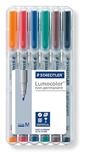 Chessex Role Playing Play Mat Marking Pen: (6 Pack) Staedtler Lumocolor Water Based Overhead Projection Markers