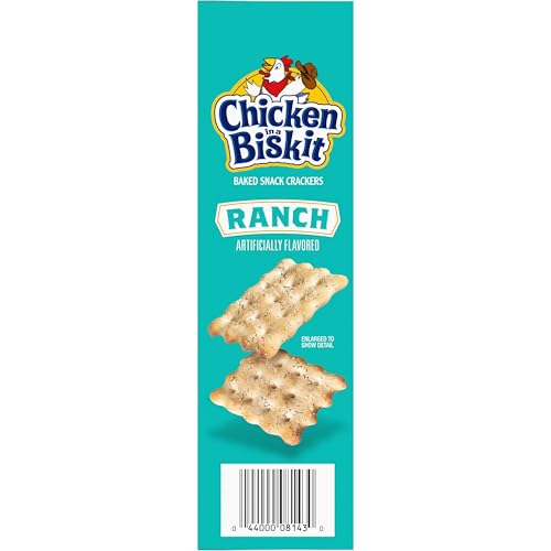 CHICKEN IN A BISKIT RANCH BAKED SNACK CRACKERS, BULK LUNCH SNACKS, 6-7.5 OZ BOXES