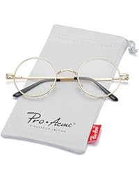 Pro Acme Non Prescription Clear Lens Glasses Retro Small Round Metal Frame (Gold)