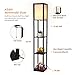 LED Shelf Floor Lamp - Albrillo Modern Standing Lamps for Living Room Bedrooms, Asian Wooden Frame, Tall Lights with Organizer Storage Display Shelves