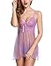 Avidlove Women Sissy Lace Lingerie Babydoll G-String Thong Underwear Nightwear Purple Small