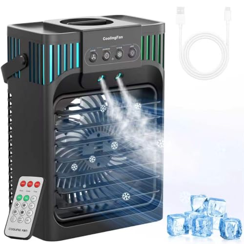 Portable Air Conditioners,4-in-1 Evaporative Air Cooler with 3 Speeds, 3 Modes &