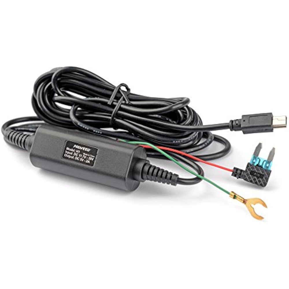 Pruveeo Hard Wire Kit For Dash Cam, Mini USB Port, 12V To 5V, DC 30V
