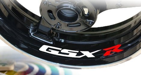 1 Set GSXR GSX-R Rim Sticker Decal (4 Pieces) for 2 Wheels
