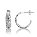 925 Oxidized Sterling Silver Bali Inspired Filigree Half Hoop Post Earrings