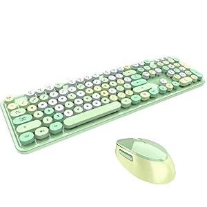 Wireless Keyboard and Mouse Combo MOFII Full-Sized 104-Key Cute Round Keycaps Keyboard, 2.4GHz Dropout-Free Connection…