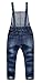 Boys Distressed Destroyed Ripped Holes Denim Jeans Bib Overalls Pants Blue 8-9 Years = Tag 140