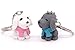 AVEC JOIE Dog Keychain for Women Couple key Chain charms with Leather Key Ring Strap 3D Animal Pendant Car Circle Key Rings Pack of 2