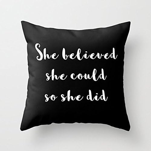 Throw Pillow Case | She Believed She Could, So She Did | Inspirational Quote Pillowcase | Graduation Gift | Gift for Her | Girl Power