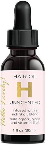 Hello Lovely 100% Organic Moroccan Argan Oil For Hair, Skin, Face, Nails, Cuticles - Best 9 Oil Blend, 100% Pure Moroccan Anti Aging, Anti Wrinkle Beauty Secret, Certified Cold Pressed - 1oz