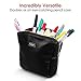 habe Petite Makeup Bag, Vegan Leather Small Cosmetic Bag, Gorgeous Detailing, Unbreakable Zipper, Designer Makeup Bags for Women, Mini Makeup and Pencil Pouch with Hidden Storage Pockets, 7x6x3