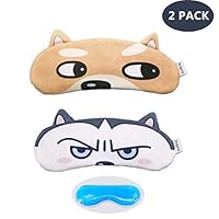 [2 PACK] MicroBird Dog Cute Sleep Eye Night Mask for sleeping, Super Soft and Light for women and kids men for Insomnia Puffy Eyes, Blindfold Eyeshade