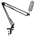 Etubby [Heavy Duty] Microphone Stand Adjustable Suspension Boom Studio Scissor Arm Mic Clip Holder Mount with Screw Adapter & Cable Management for Blue Yeti Snowball & Other Microphones