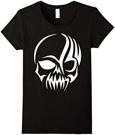 Womens Tribal Skull T-shirt Tribal T-shirt Small Black