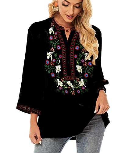 Higustar Women's Embroidered Tunic Blouse