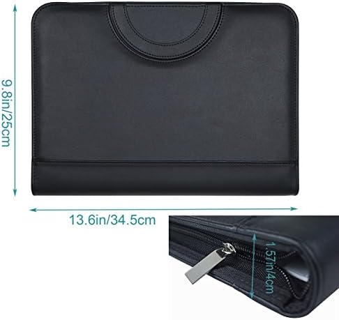 xinrirong Legal Document Organizer，Zipper Leather Portfolio Binder &Professional Business Meeting Folio | Interview & Travel Office Organizer，with Letter-Sized Writing Pad，Briefcase Luggage Portfolio