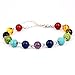 Pusheng Chakra Bracelets Set Beaded Lava Rock Stone Healing Balance Energy Yoga Bracelet,8MM Beads 3 pcs Set