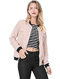 Allegra K Women's Multi-Pocket Zip Fastening Lightweight Bomber Jacket S Pink