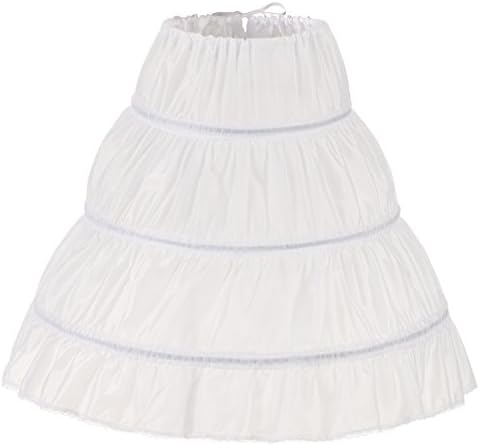 NUOMIQI Girls' 3 Hoops Petticoat Full Slip Flower Girl Crinoline Skirt Small White