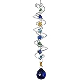 GORGECRAFT 17.5 Inch Suncatcher Wind Spinner Gazing Ball Spiral Tail Sea Blue Crystal Sun Catchers Prism Glass Pendant Window Hanging for Indoor Home Outdoor Garden Decor Wedding Birthday Party Gifts