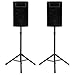 Acoustic Audio PA-500X Passive 800 Watt 3-Way Speaker Pair DJ PA Speakers and Stands Black