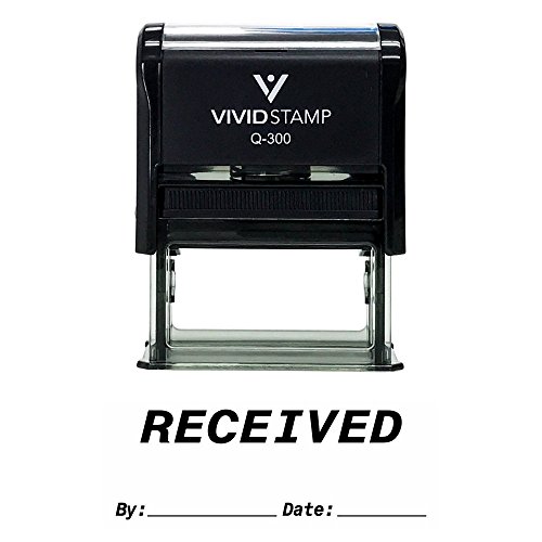 RECEIVED By Date Self Inking Rubber Stamp (Black Ink) Large