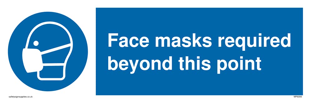 Face masks required beyond this point Sign - 300x100mm - L31