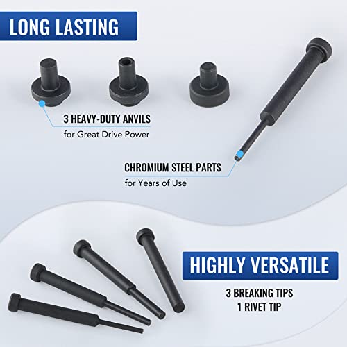 OMT Chain Breaker, 19pc Chain Breaker Tool Kit with C Frame 3 Anvils 5