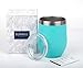 SUNWILL Vacuum Insulated Wine Tumbler with Lid (Teal), Stemless Stainless Steel Insulated Wine Glass 12oz, Double Wall Durable Coffee Mug, for Champaign, Cocktail, Beer, Office use