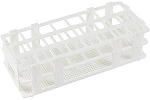 BIPEE Plastic Test Tube Rack, 24 Holes，Test Tube Holder for 25 mm Test Tubes, White Vial Holder, Detachable Test Tube Holder Rack (1pcs，24 Holes）